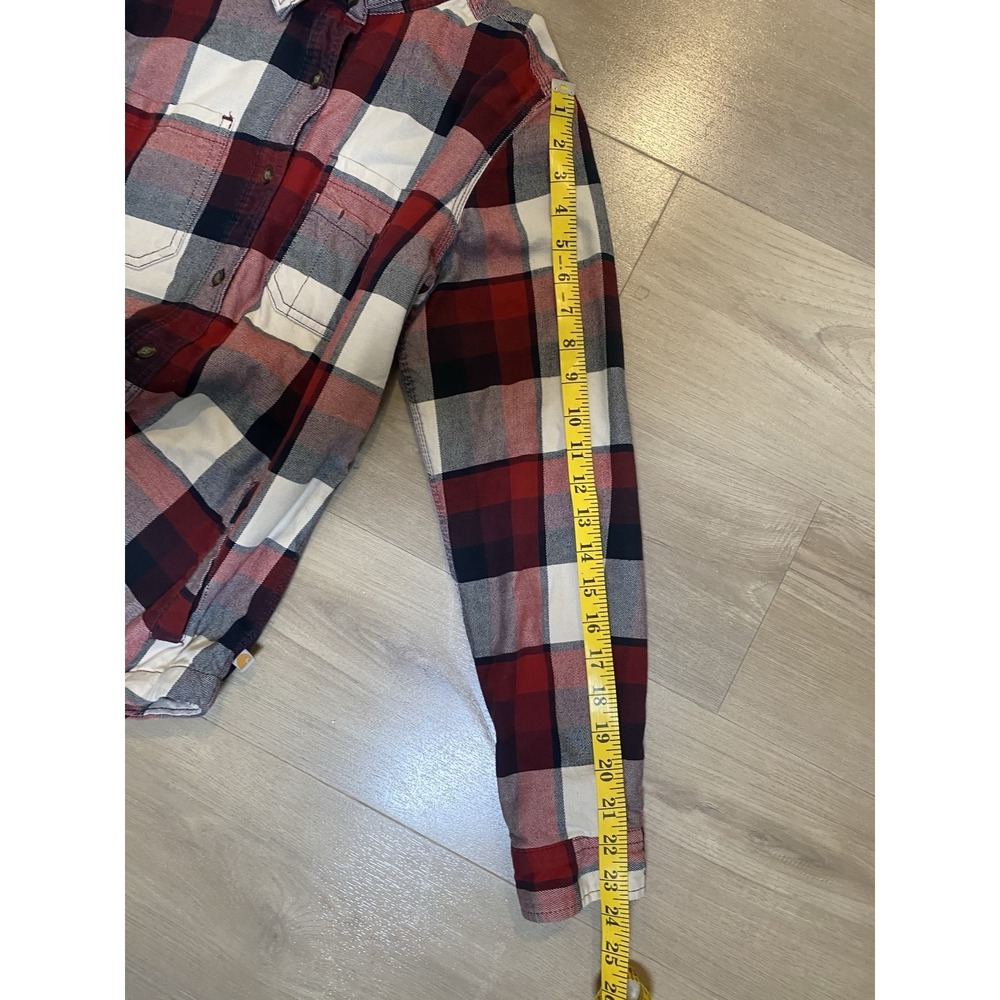 Carhartt Plaid Flannel Fleece Lined Shacket Long Sleeve Button Shirt S (4/6) - Picture 7 of 13